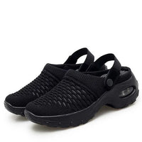 Henrike - Damen Slip-On Sneaker mit Mesh und Riemen - Schwarz