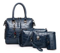 Evelyn | Damen Alltags Eleganz 4-Teiliges Leder Taschen Set – 4-Teilig Leder Set - Blue