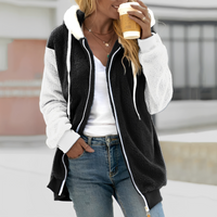Chloe - Komfortable Damenjacke mit Kapuze - Schwarz / Weiß