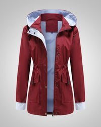 Anneliese | Damen Kapuze Kordelzug Regenjacke - Rot