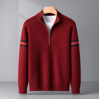 Lukas | Herren Pullover modern mit Halbreißverschluss - Kastanie