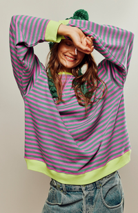 Damen Lässig Rundhals Langarm Shirt Pullover - Grün