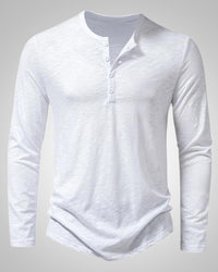 Peter | Herren Slim Fit Langarm Henleyshirt - Weiß