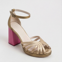 Noelyrah | Damen Gold Blockabsatz Schuhe – Goldene Block Heel Pumps - Gold