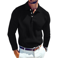 Daniel | Retro-Polo Herren stilvoll gestrickt mit Rippstruktur - Schwarz