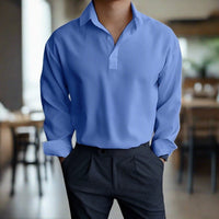 Tristan | Langarm-Polo für Herren - Blau