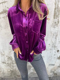 Isabella - Bluse Aus Samt - Lila