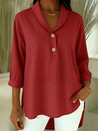Sofie | Modische Bluse Damen V-Ausschnitt hochwertig - Rot