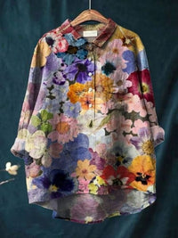 Rosa | Aquarell Blumen Oversized Hemdbluse - Lila