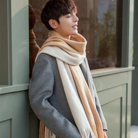 Langer Kaschmirschal mit Quasten – super weich und warm - Khaki