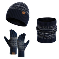 3-teiliges Winterset mit Mütze, Handschuhen und Schal - Navy blau