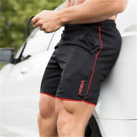 Slim Fit elastische Herren-Badehosen - Schwarz/Rot