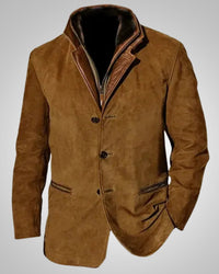 Frank | Herren Klassischer Reißverschluss Lederjacke - Dunkelbraun