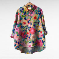 Olivia | Oversized Leinen-Bluse - Print 3