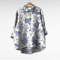 Olivia | Oversized Leinen-Bluse - Print 2