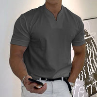 Herren Stehkragen Kurzarm Poloshirt - Grau