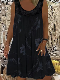 Samudri - Lockeres Armelloses Maxi Kleid Mit Rundhalsausschnitt - Schwarz
