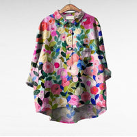Olivia | Oversized Leinen-Bluse - Print 1