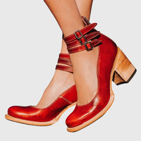 Nina - Damen Elegante Pumps mit Blockabsatz und Komfortpolsterung - Rot
