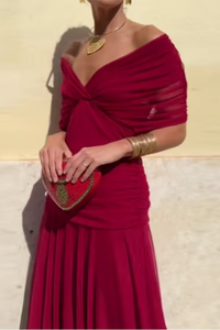 Lorenza | Damen Elegantes Maxikleid V-Ausschnitt – Elegantes V-Neck Maxi - Red Passion