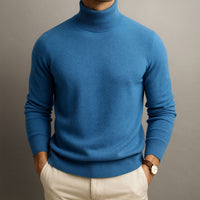 Markus | Pullover Herren hoher Kragen elegant & lässig - Blau