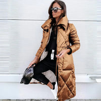 Noelia | Lange, elegante Steppjacke im Bomber-Stil - Khaki