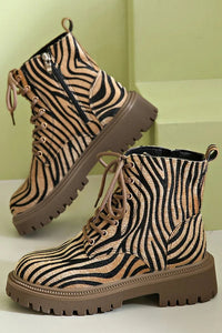 ZEBRA-MUSTER SCHUHEN MIT SCHNÜRSENKEL - Khaki