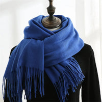 Designer-Schal mit Quasten | Warmer und weicher Kaschmir - Blau