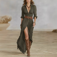 Elodie - Schickes Kleid mit Gürtel - Grün