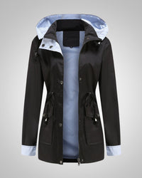 Anneliese | Damen Kapuze Kordelzug Regenjacke - Schwarz