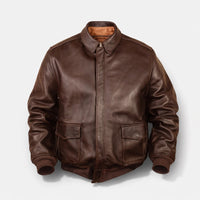 Elias | Herren Vintage Oversized Glänzender Lederjacke - Braun