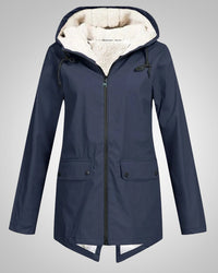 Melanie | Damen Gefütterte Reißverschluss Regenjacke - Marineblau