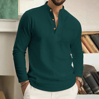 Elias | Leinen Henley Ferran für elegante Herren - Grün