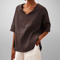Alissa - Lässige, Locker Sitzende Bluse - Braun