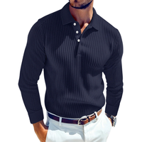 Daniel | Retro-Polo Herren stilvoll gestrickt mit Rippstruktur - Marineblau