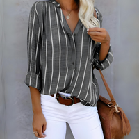 Damenbluse gestreift Langarm - Grau