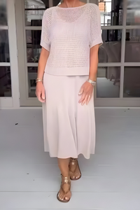 NORMA - Sommerkleid mit Strickoberteil - Beige