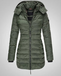 Ella | Damen Lange Kapuzen Winter Daunenjacke - Grün
