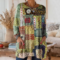 Retro Chic Freizeitbluse - Mehrfarbig