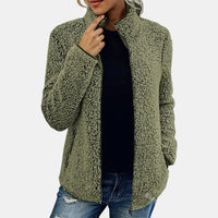 Claudia | Damen Lässige Reißverschluss Fleecejacke - Grün
