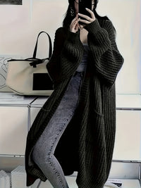 Lena | Zeitloser Longline Strickcardigan Damen - Schwarz