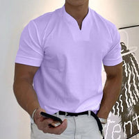 Herren Stehkragen Kurzarm Poloshirt - Lila