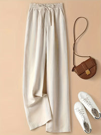Paula | Leinenhose mit hohem Bund und Leichtigkeit - Beige