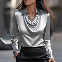 Karin™ | Elegante Satinbluse mit V-Ausschnitt - Grau