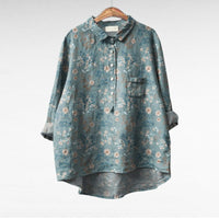 Olivia | Oversized Leinen-Bluse - Print 6