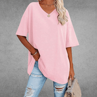 Mia | Damen Oversized V-Ausschnitt Hemd - Rosa
