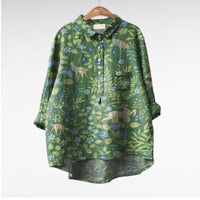 Olivia | Oversized Leinen-Bluse - Print 7