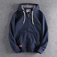 Max | Herren Zip-Hoodie Fleece Kapuzenpullover Casual - Marineblau