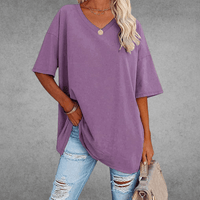 Mia | Damen Oversized V-Ausschnitt Hemd - Lila