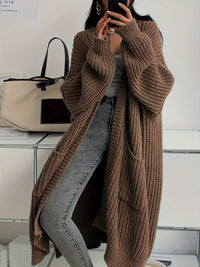 Lena | Zeitloser Longline Strickcardigan Damen - Braun